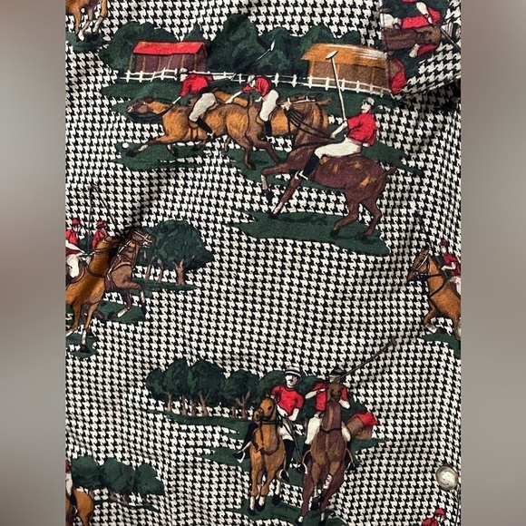 Vintage Fenwick Houndstooth Horse & Polo Players Women’s Button Down Size 10 - Picture 3 of 7